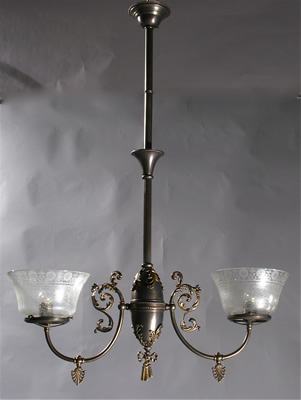 2-Light Gas Chandelier with Very Nice Castings